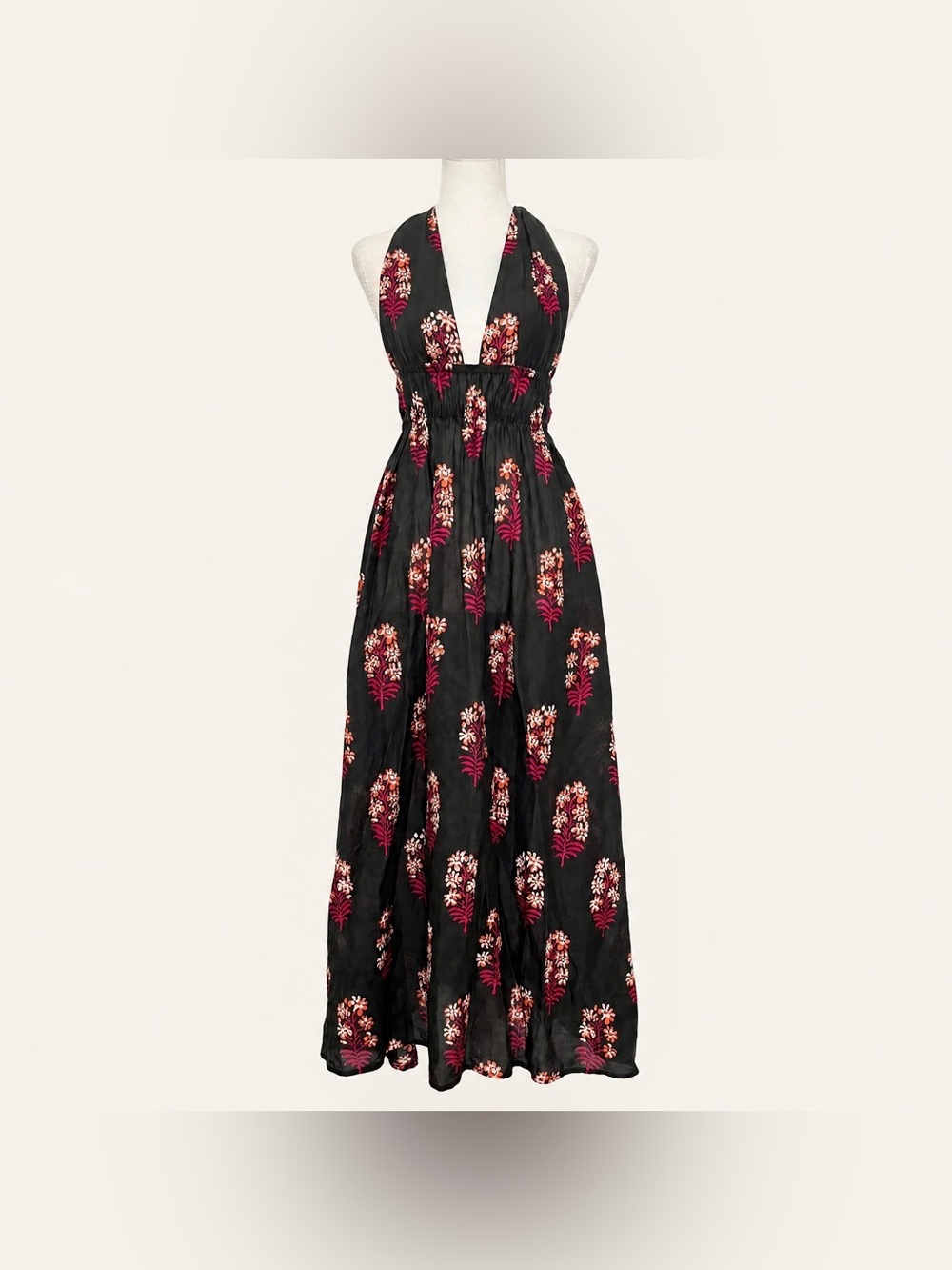 NWT J.Crew Halter Maxi Dress in Cocoa Block Print Cotton Voile XXS Gauzy Boho